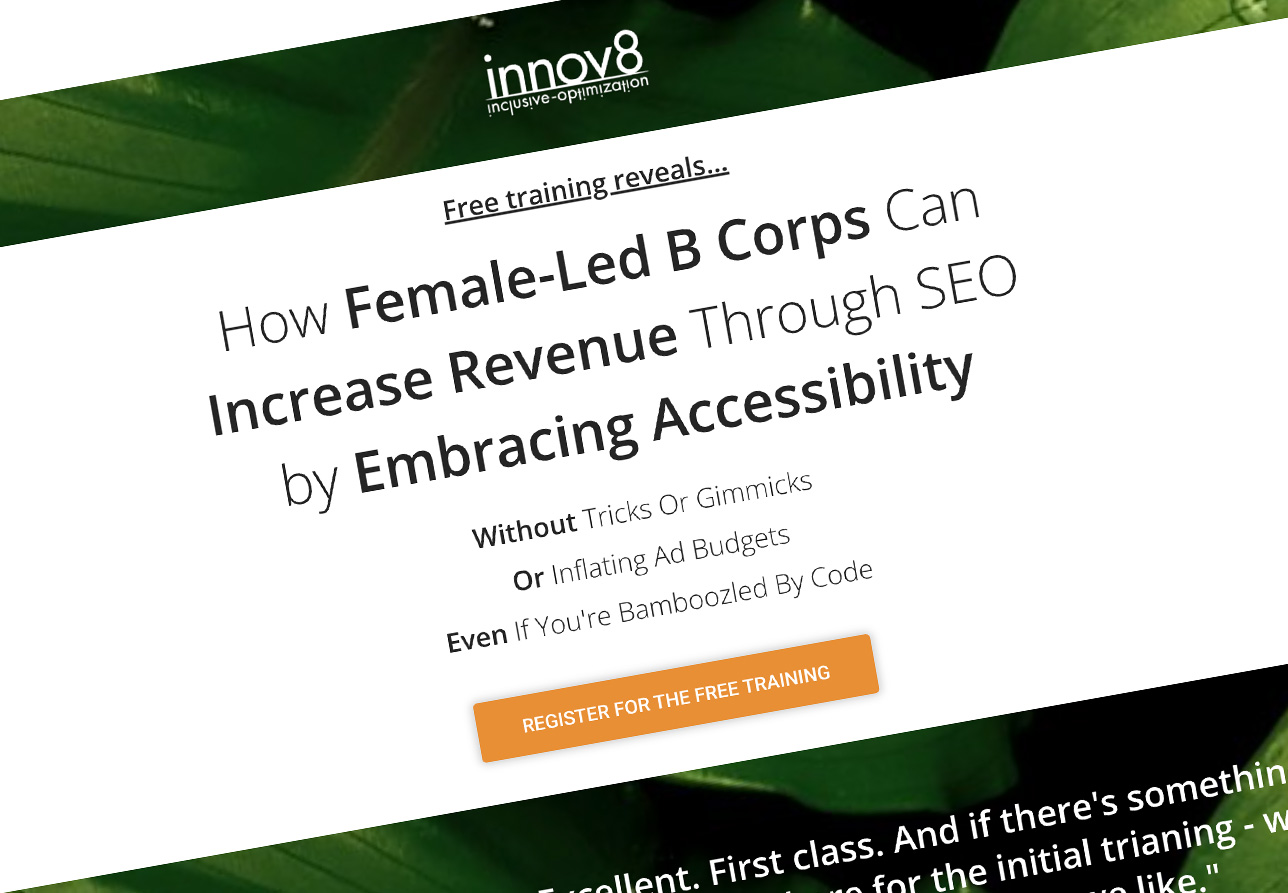 Billie Sharp's Inclusive Optimization training registration