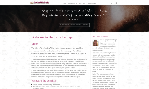 The Ladies Who Latte website as designed and built by innov8 graphic design.