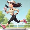 A cartoon style image of a female runner inhaling a hamster!