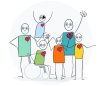 This is a fun sketch of stick people representing all kinds and abilities of human